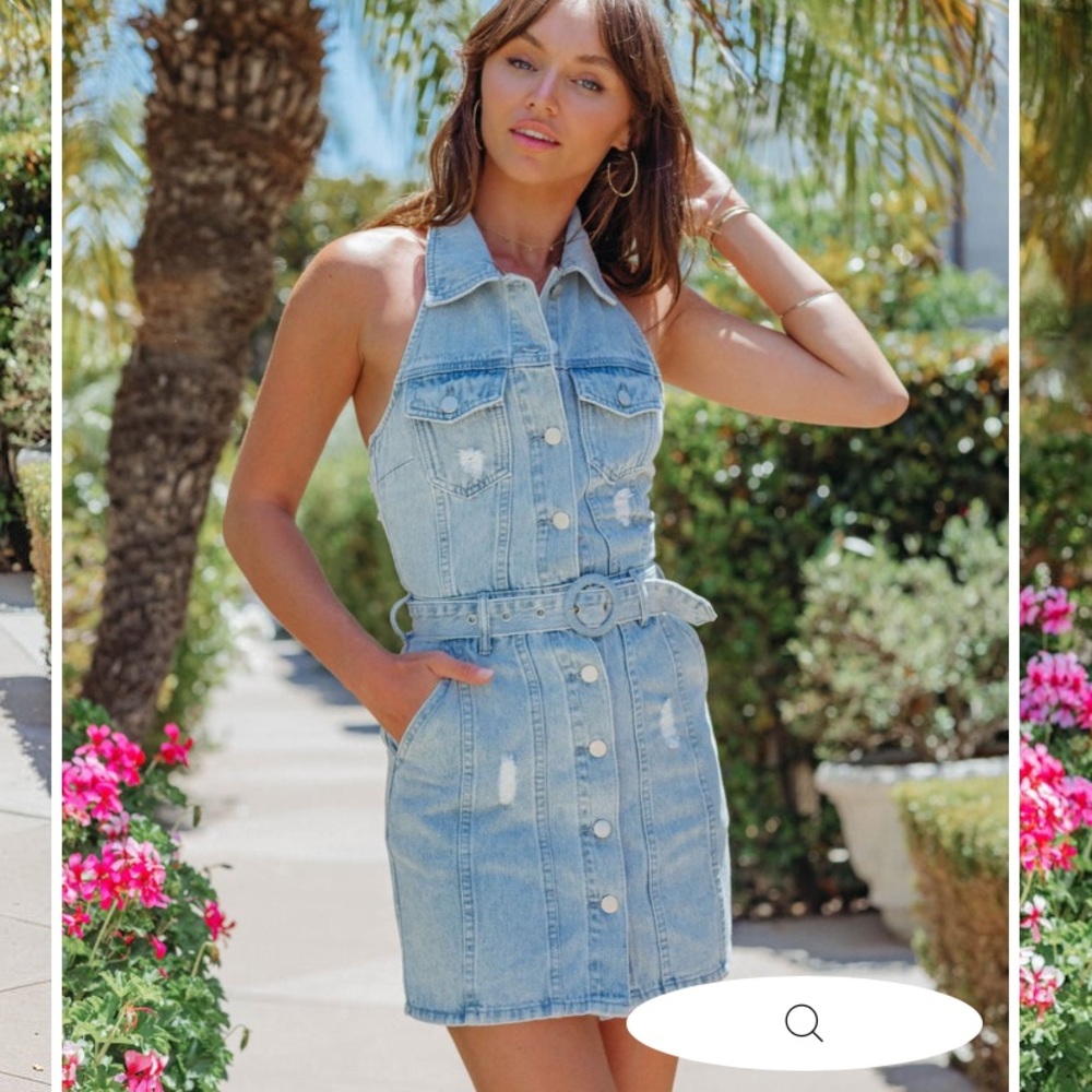 VICI DENIM HALTER MINI DRESS SIZE XS